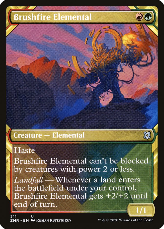 Brushfire Elemental (Showcase) [Zendikar Rising] | Lots Moore NSW