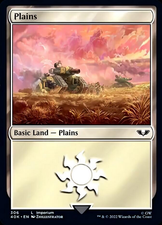 Plains (306) (Surge Foil) [Warhammer 40,000] | Lots Moore NSW