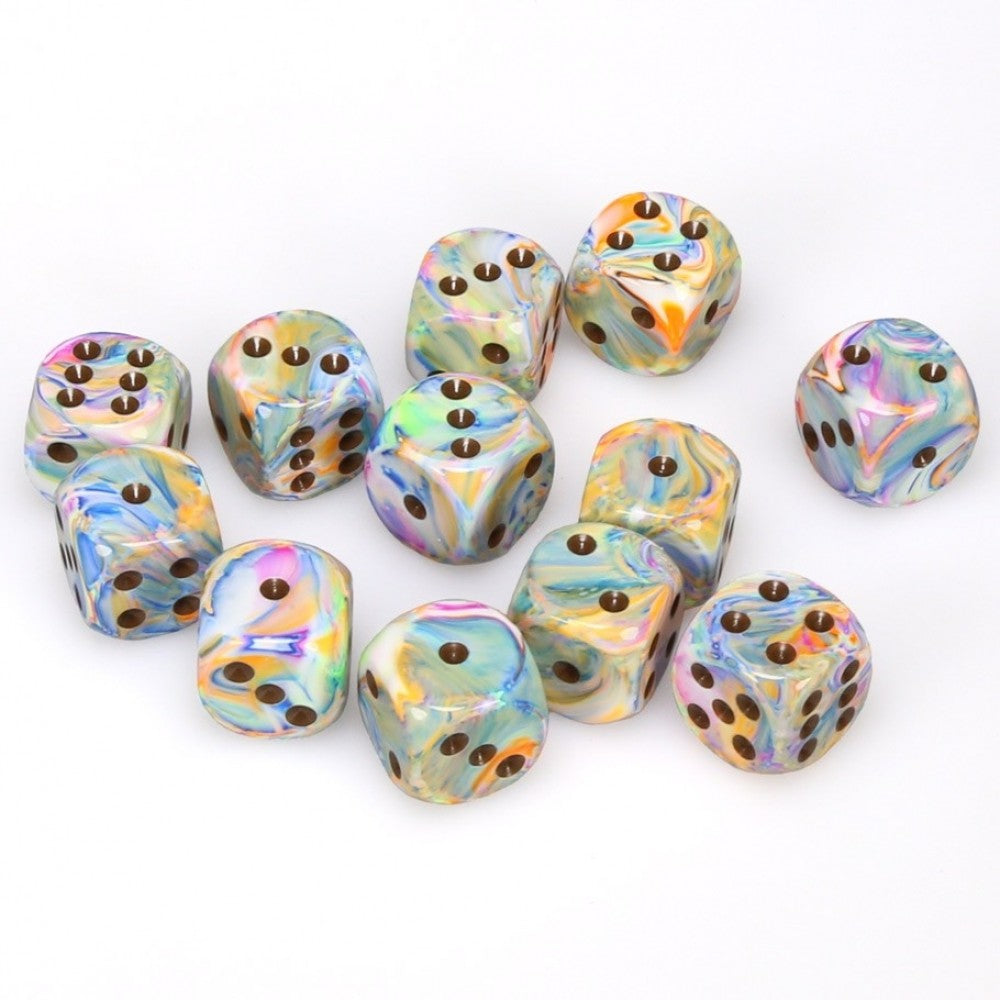 Vibrant w/ Brown Festive D6 Dice set 16mm CHX27641 | Lots Moore NSW
