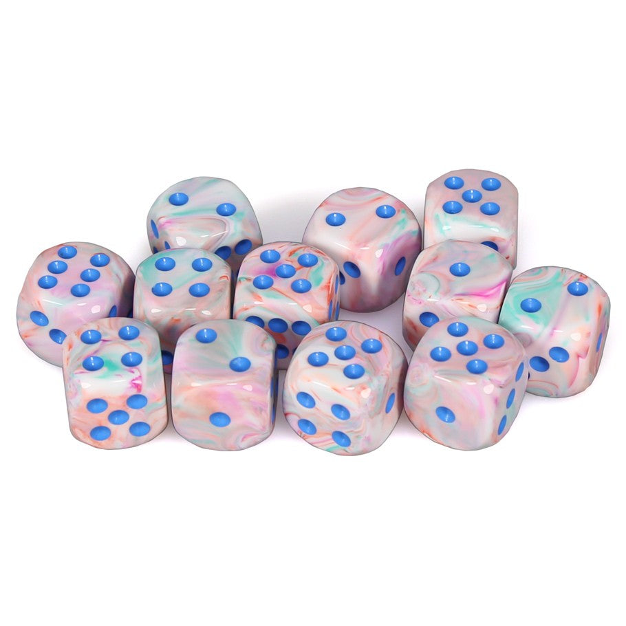 Pop Art / Blue Festive D6 Speckled Dice Set- 16mm CHX27744 | Lots Moore NSW