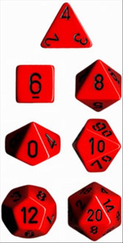 Red/black Opaque Polyhedral 7-Die Set CHX 25414 | Lots Moore NSW