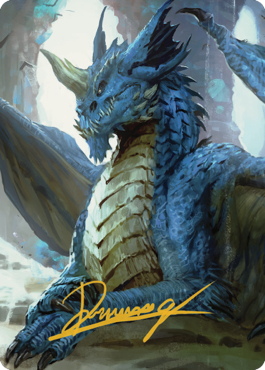 Young Blue Dragon Art Card (Gold-Stamped Signature) [Commander Legends: Battle for Baldur's Gate Art Series] | Lots Moore NSW