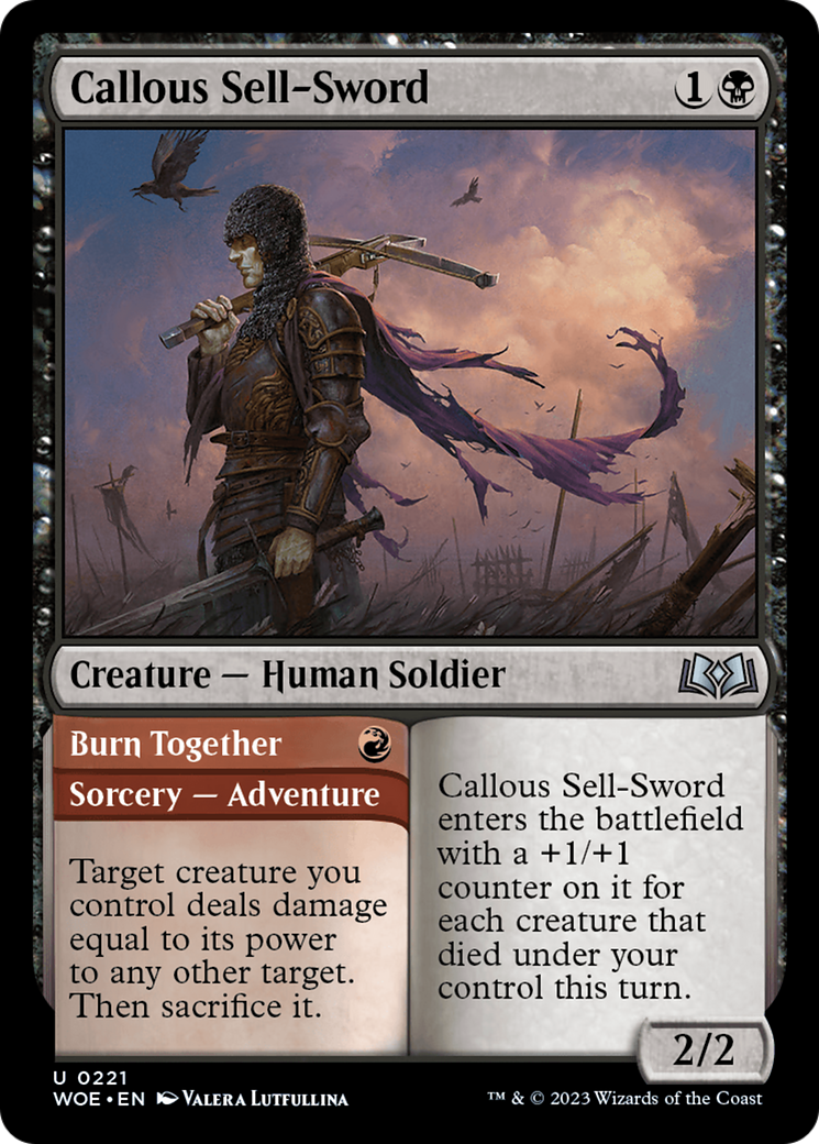 Callous Sell-Sword // Burn Together [Wilds of Eldraine] | Lots Moore NSW