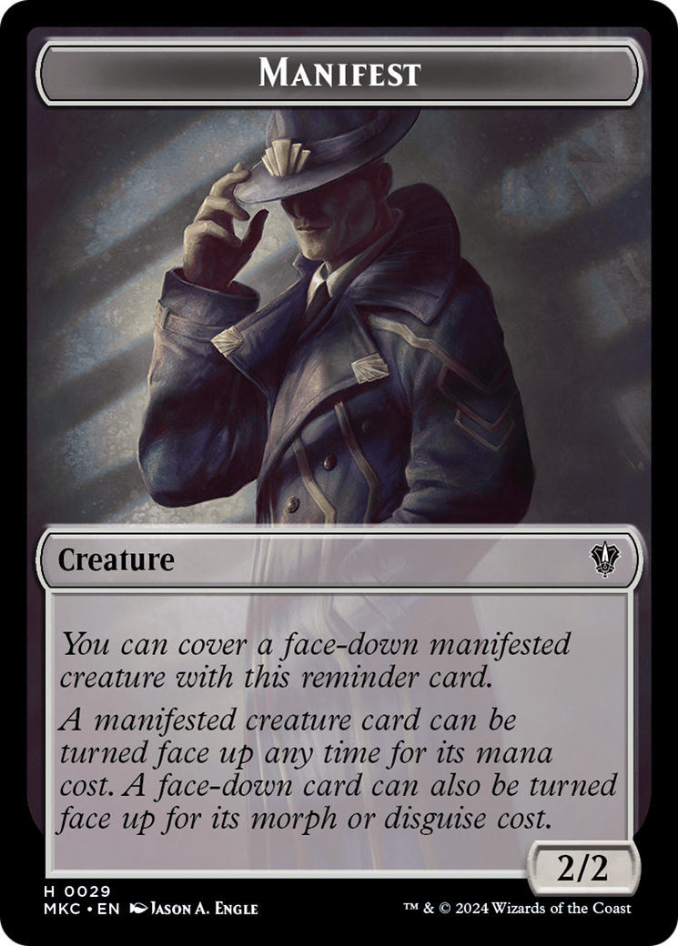 Saproling // Manifest Double-Sided Token [Murders at Karlov Manor Commander Tokens] | Lots Moore NSW