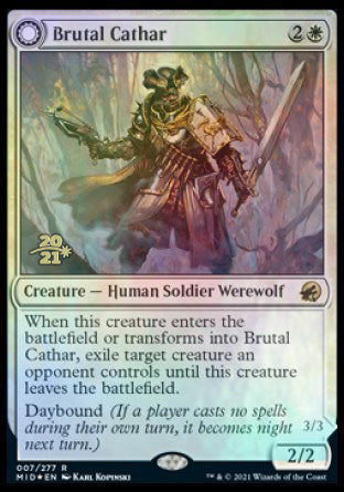 Brutal Cathar // Moonrage Brute [Innistrad: Midnight Hunt Prerelease Promos] | Lots Moore NSW