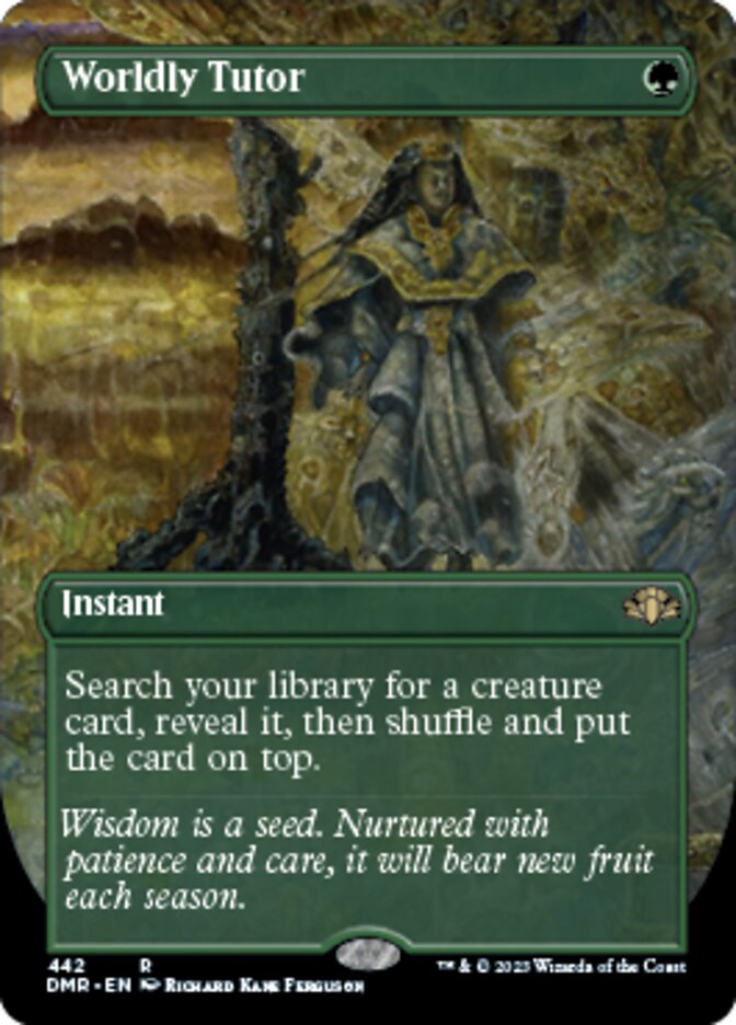 Worldly Tutor (Borderless Alternate Art) [Dominaria Remastered] | Lots Moore NSW