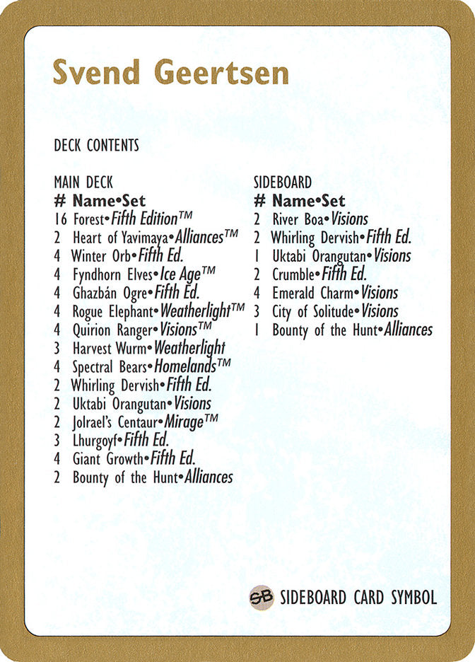 Svend Geertsen Decklist [World Championship Decks 1997] | Lots Moore NSW