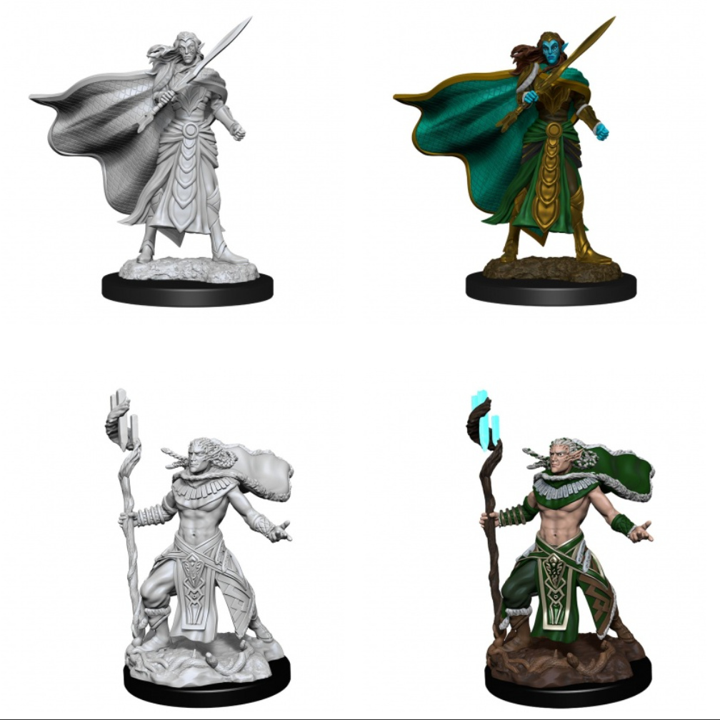 Magic the Gathering Unpainted Miniatures Elf Fighter & Elf Cleric | Lots Moore NSW