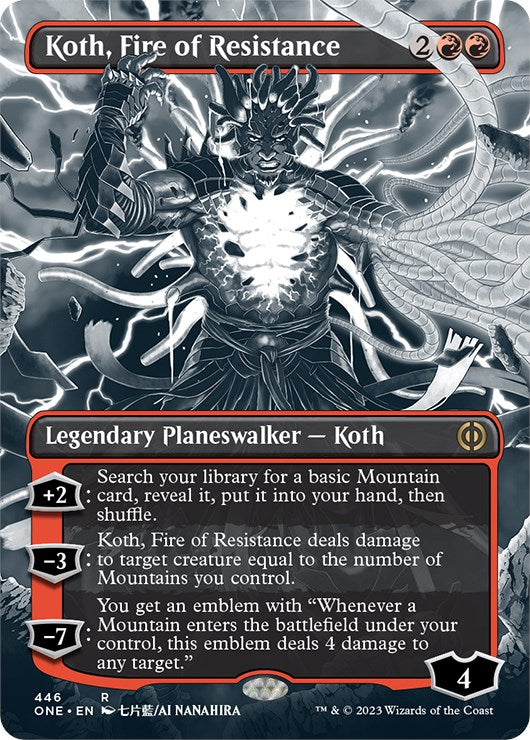 Koth, Fire of Resistance (Borderless Manga Step-and-Compleat Foil) [Phyrexia: All Will Be One] | Lots Moore NSW