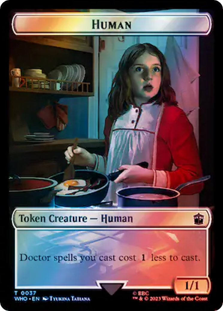 Human (0037) // Dinosaur Double-Sided Token (Surge Foil) [Doctor Who Tokens] | Lots Moore NSW