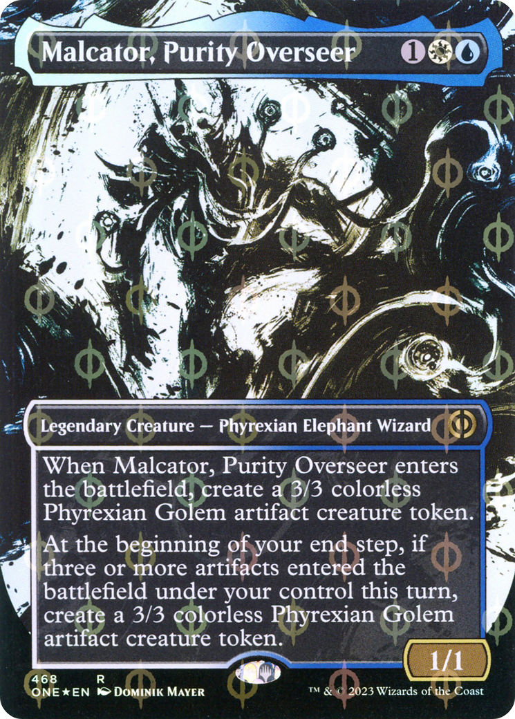 Malcator, Purity Overseer (Borderless Ichor Step-and-Compleat Foil) [Phyrexia: All Will Be One] | Lots Moore NSW