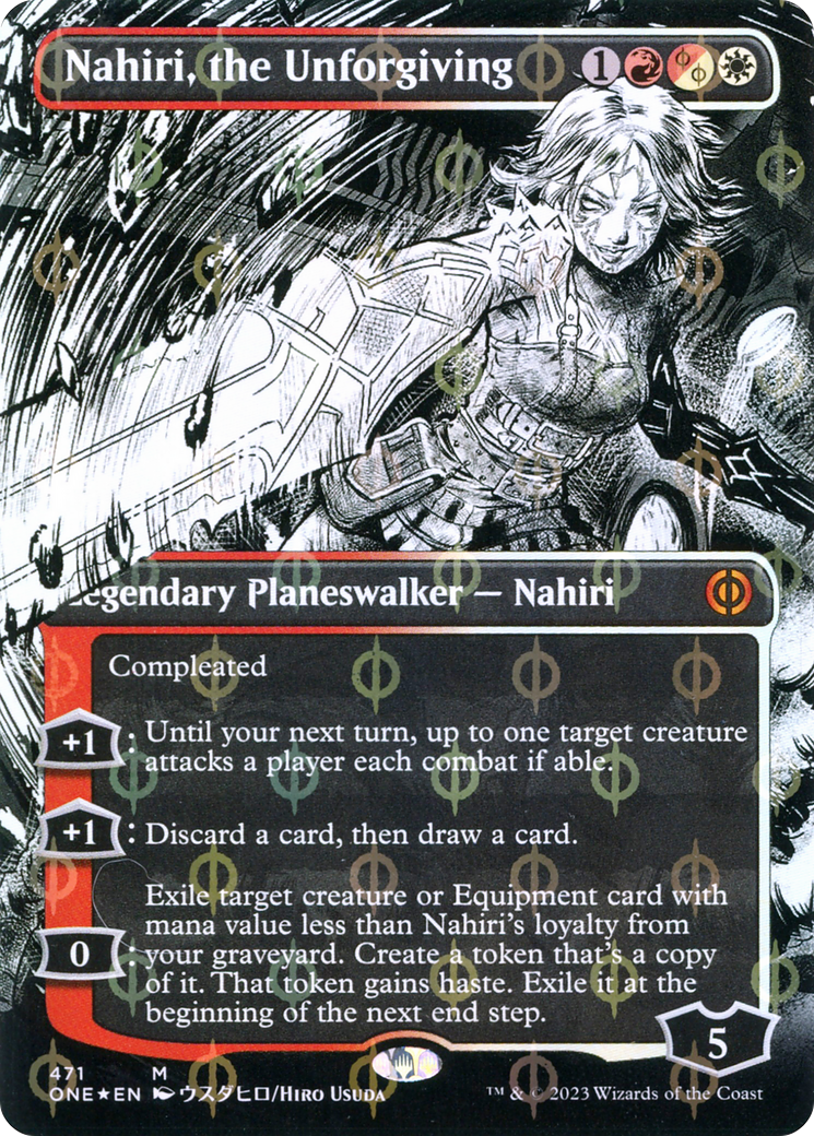 Nahiri, the Unforgiving (Borderless Manga Step-and-Compleat Foil) [Phyrexia: All Will Be One] | Lots Moore NSW