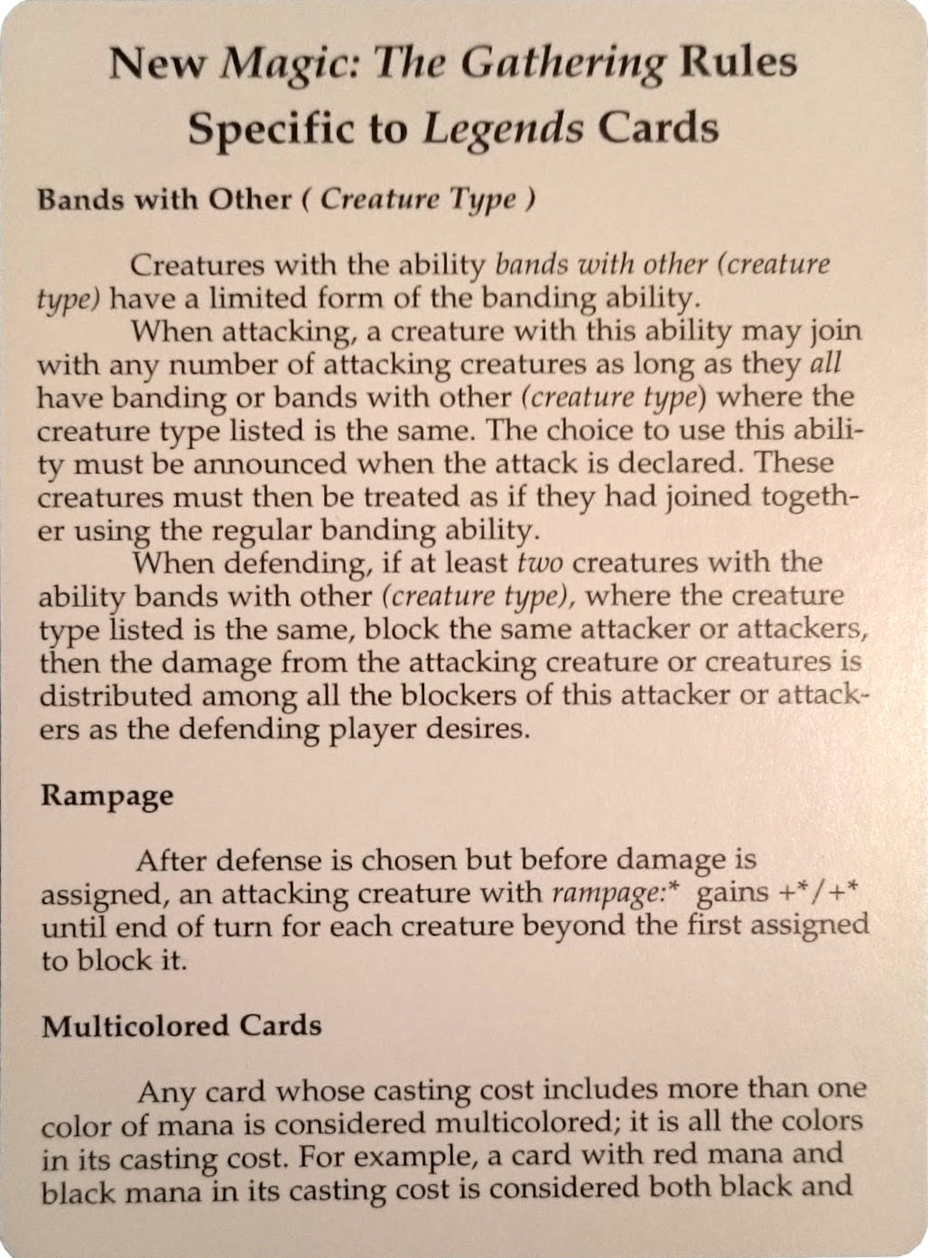 Legends Rules Card [Legends Tokens] | Lots Moore NSW