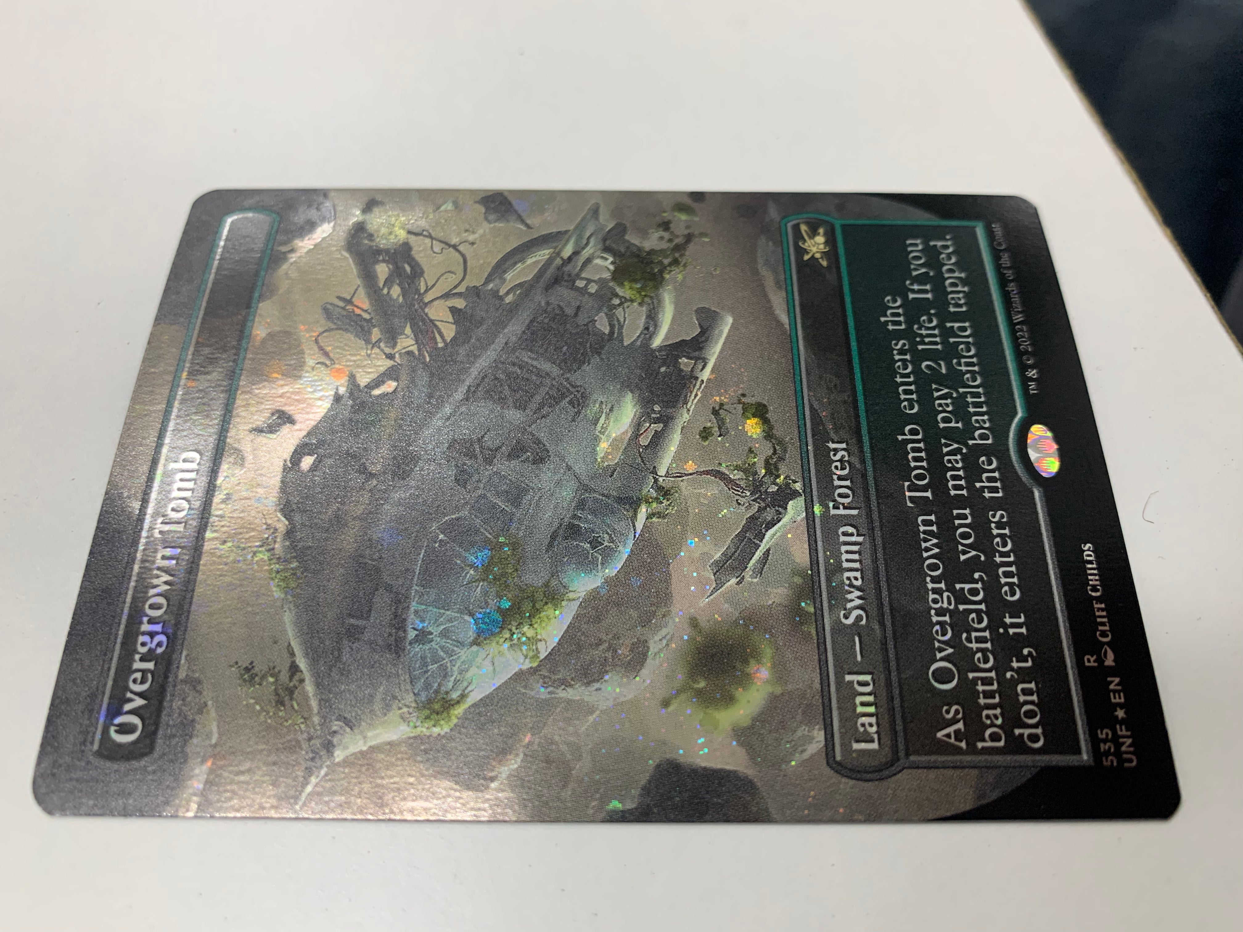 Sold #24373 Overgrown Tomb (Actual Card) (Borderless) (Galaxy Foil) [Unfinity] | Lots Moore NSW