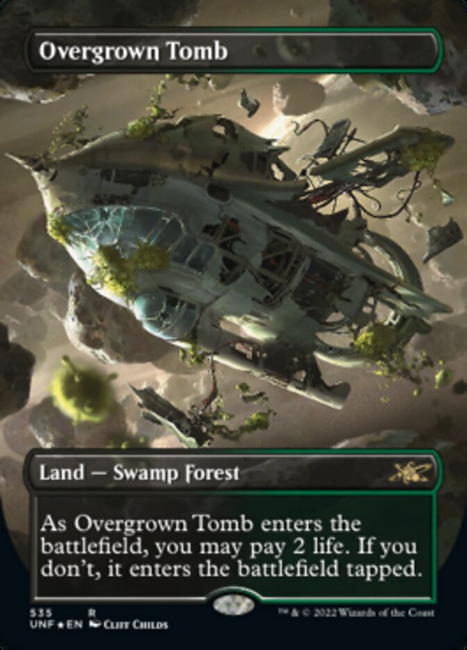 Sold #24373 Overgrown Tomb (Actual Card) (Borderless) (Galaxy Foil) [Unfinity] | Lots Moore NSW